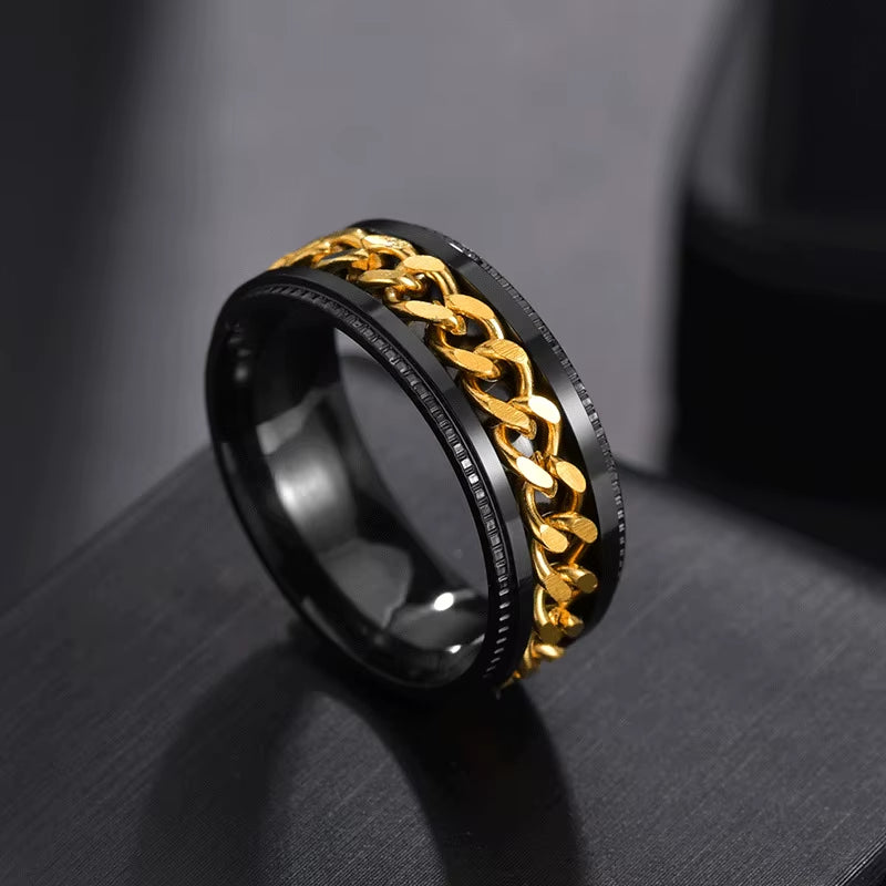 Black Rings Fidged Spinner Ring anti Stress Anxiety Tungsten Pure Titanium for Men Women Plain Wedding Engagement Band No Nickel