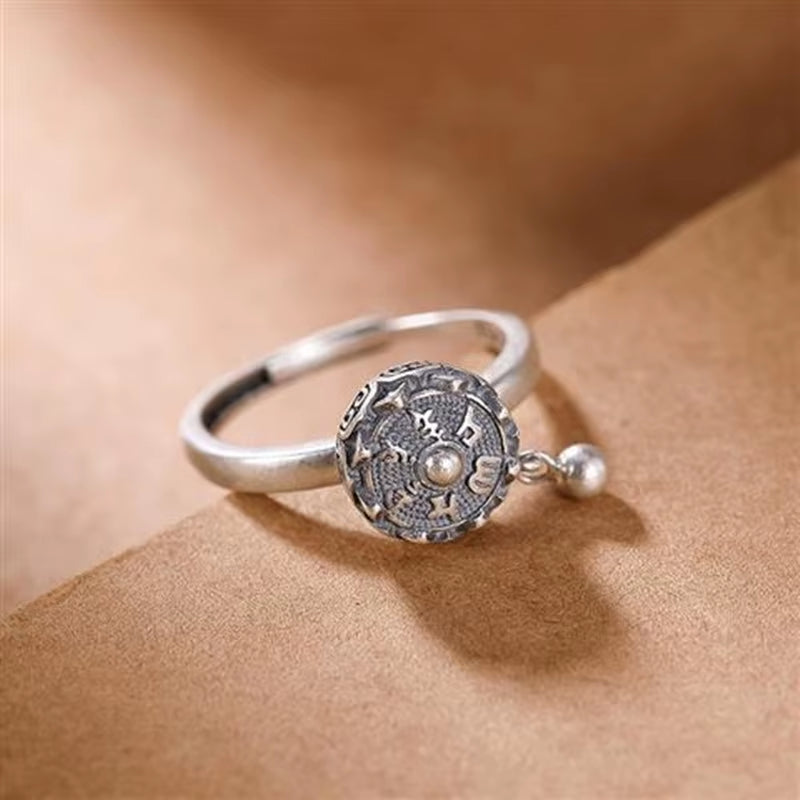 Silver Color Buddhist Ring for Women Tibetan Prayer Wheel Ring OM Mantra 7 Chakras Ring Good Luck Women Ring