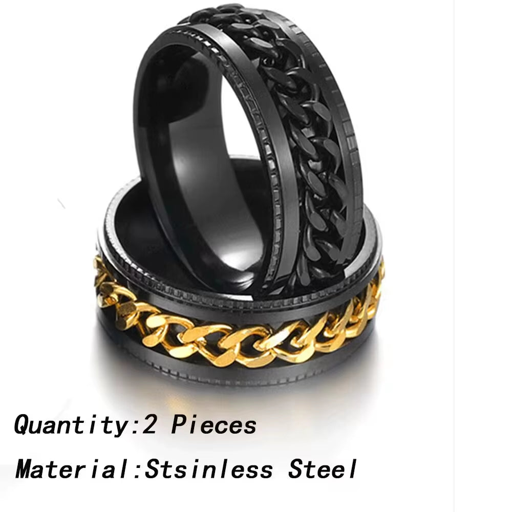Black Rings Fidged Spinner Ring anti Stress Anxiety Tungsten Pure Titanium for Men Women Plain Wedding Engagement Band No Nickel