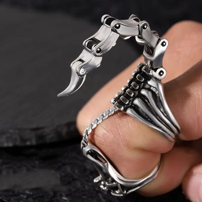 Gothic Ring Punk Full Finger Ring Scorpion Ring Joint Full Finger Ring with Adjustable Opening Moving Scorpion Tail Dropship