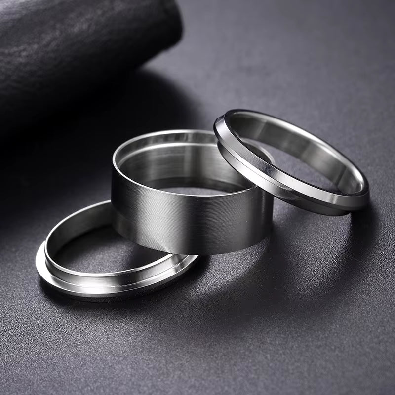 3 in 1 Ring Men Stainless Steel Wedding Ring Fingertip Ring DIY Ring for Jewelry Tool Accessories Wholesale Supply