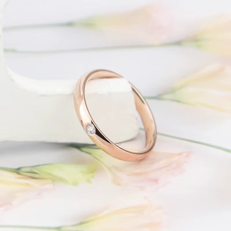 Fashion 3MM Crystal Ring Woman Ring Titanium Steel Gloss Ring for Women Ring Wholesale Jewelry