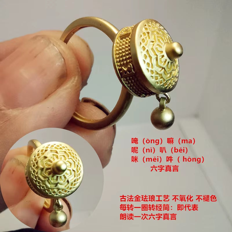 Silver Color Buddhist Ring for Women Tibetan Prayer Wheel Ring OM Mantra 7 Chakras Ring Good Luck Women Ring