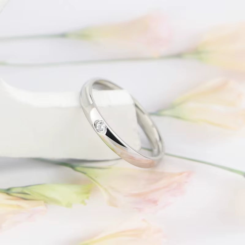 Fashion 3MM Crystal Ring Woman Ring Titanium Steel Gloss Ring for Women Ring Wholesale Jewelry