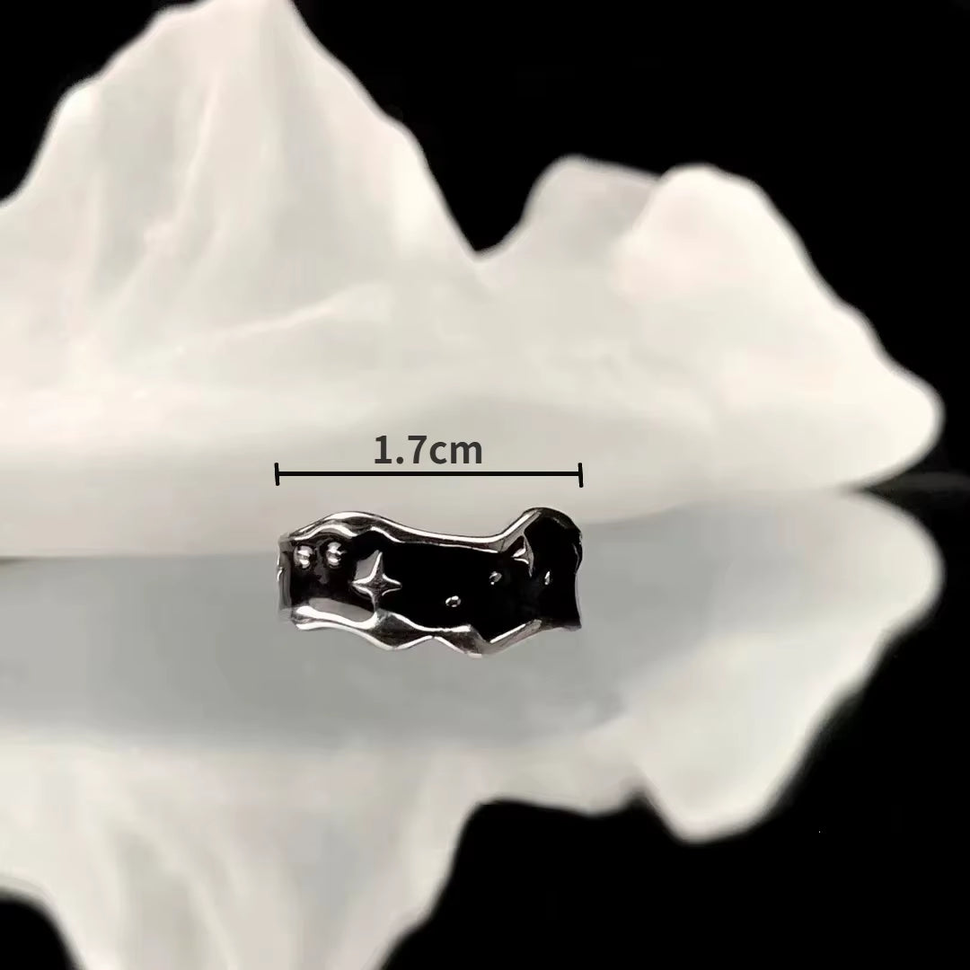 Silver Color Irregular Stars Rings Vintage Gothic Ring for Men Women Fashion Cross Star Open Adjustable Ring Y2K Jewelry Gift