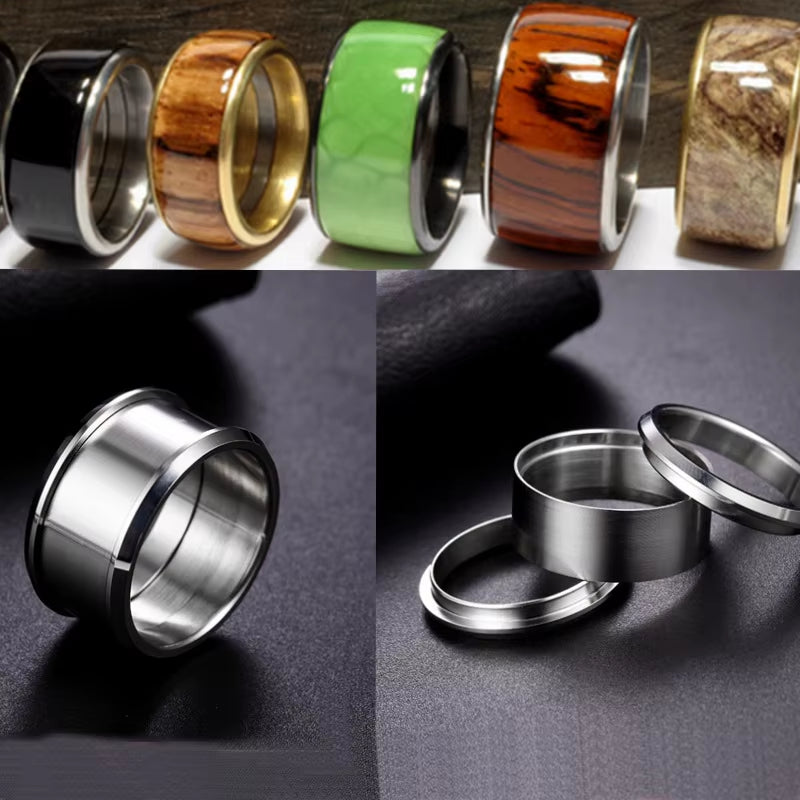 3 in 1 Ring Men Stainless Steel Wedding Ring Fingertip Ring DIY Ring for Jewelry Tool Accessories Wholesale Supply