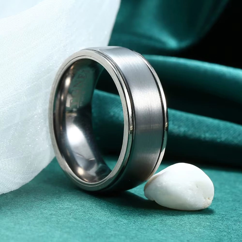 Black Rings Fidged Spinner Ring anti Stress Anxiety Tungsten Pure Titanium for Men Women Plain Wedding Engagement Band No Nickel