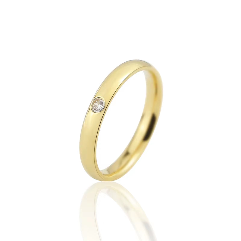 Fashion 3MM Crystal Ring Woman Ring Titanium Steel Gloss Ring for Women Ring Wholesale Jewelry