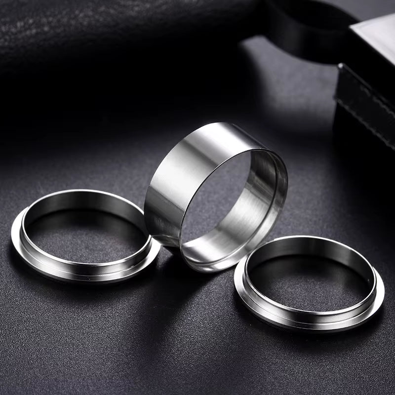 3 in 1 Ring Men Stainless Steel Wedding Ring Fingertip Ring DIY Ring for Jewelry Tool Accessories Wholesale Supply