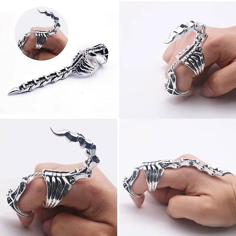 Gothic Ring Punk Full Finger Ring Scorpion Ring Joint Full Finger Ring with Adjustable Opening Moving Scorpion Tail Dropship